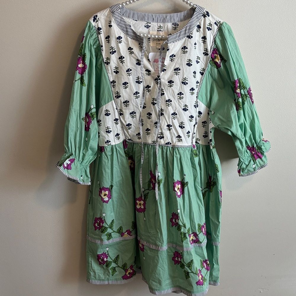 NEW umgee GREEN MIXED PRINT MINI DRESS size large - Picture 2 of 8